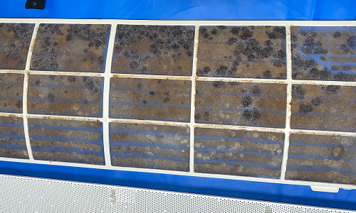 에어컨 필터 오염 청소 전 사진